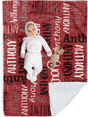 Miniatura 23 de Manta de bebé personalizada, diseño de nombres personalizados, manta de felpa suave con respaldo de puntos de doble capa para niños y niñas, Color01