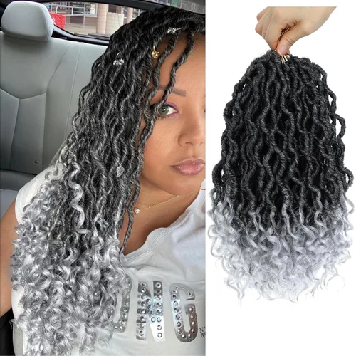 Miniatura 31 de Trenzas postizas Goddess, 6 paquetes de 18 pulgadas, cabello lacio, trenzado con ganchillo, para mujeres negras, trenzas postizas ombre con puntas