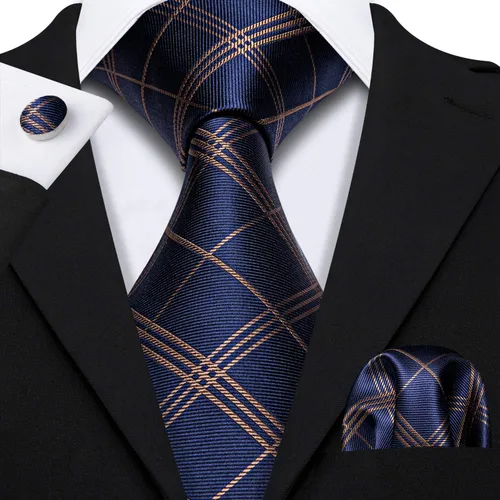 Miniatura 193 de Barry.Wang Juego de corbatas para hombre, corbata de seda a rayas, tejido a cuadros, gemelos formales, negocios, boda