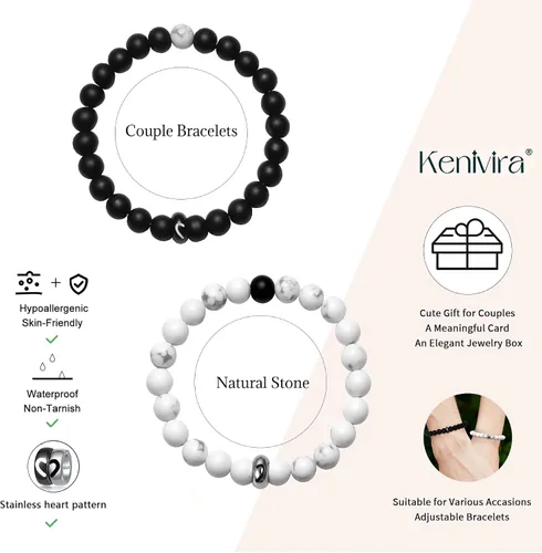 Miniatura 5 de Kenivira Matching Couples Bracelets Gifts for Girlfriend,Relationship Bracelets for Couple One Year Husband Wife Boyfriend Girlfriend