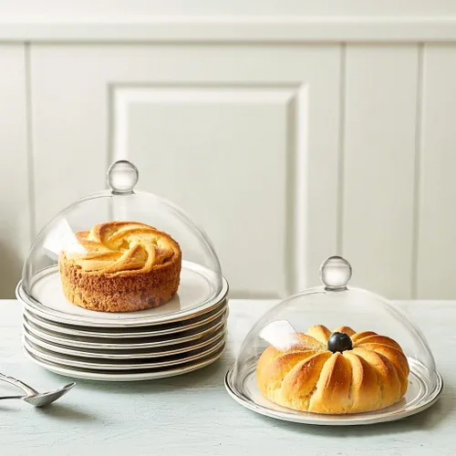 Miniatura 8 de kanpura Soporte para tartas de cristal transparente de 7 pulgadas con tapa, soporte para tartas de cristal cubierto versátil soporte de postre