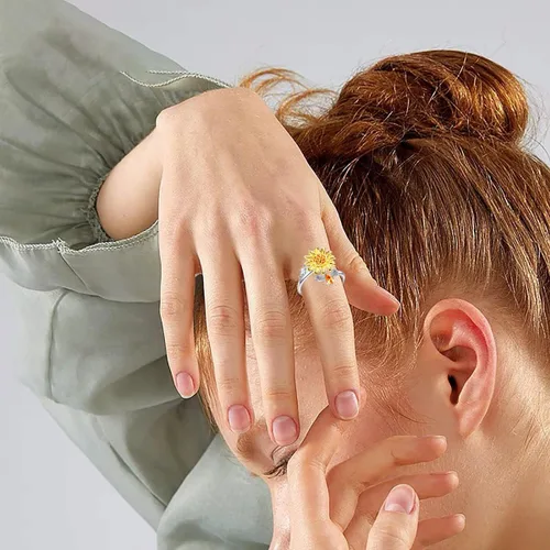 Miniatura 9 de FUNEIA Anillos Fidget de Ansiedad para Mujeres Ajustables Anillos Giratorios Fidget para la Ansiedad You Are My Sunshine Anillo Giratorio Mariposa
