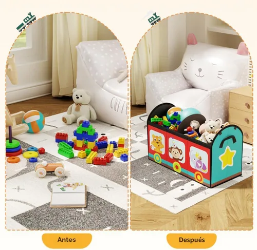Miniatura 9 de YOHOOLYO Organizador de almacenamiento de juguetes para niños, 28.3 x 12.6 x 17.3 pulgadas, caja de juguetes grande y resistente con tapa y asas