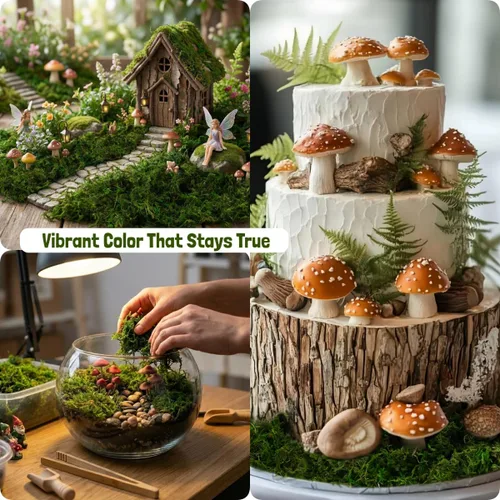 Miniatura 7 de USMOLA Musgo verde para manualidades, musgo falso de 4 onzas para plantas de interior, terrarios, jardines de hadas y exhibiciones de mesa, perfecto
