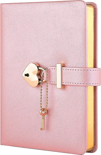 Miniatura 11 de Diario con cerradura en forma de corazón con llave, cubierta de cuero sintético, organizador personal, cuaderno secreto para niñas y mujeres