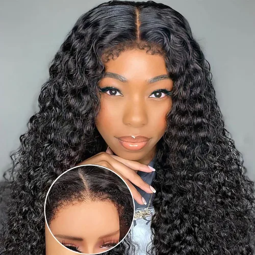Miniatura 9 de Peluca de encaje frontal de 13 x 4 pulgadas, con bordes rizados, 4C, pelucas de cabello humano para mujeres negras, sin pegamento, encaje HD