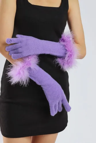 Miniatura 22 de Sahabowi Guantes de cuero para clima frío Manopla de lana cálida de invierno para mujeres