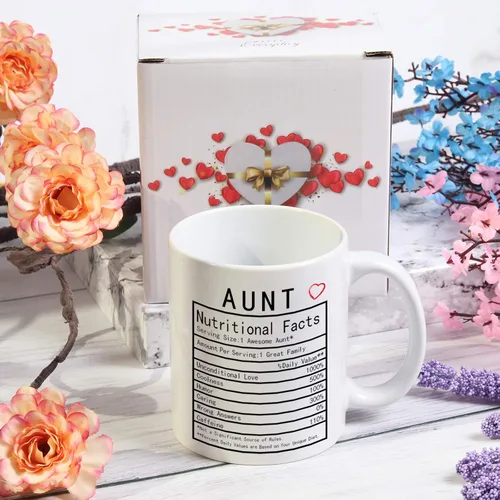 Miniatura 7 de Auntie Nutrition Facts - Taza de café de 11 onzas, caja de regalo para tía, tía de sobrino, sobrina, día de la madre, regalos de cumpleaños