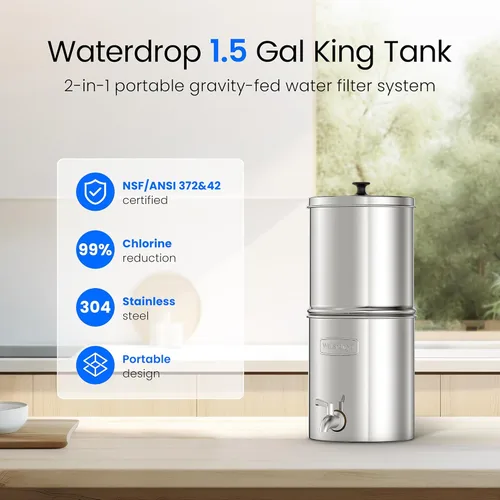 Miniatura 4 de Waterdrop Sistema de filtración de agua TK15-A, filtros de carbono negro certificados NSF/ANSI 42 y 372, reduce el plomo y hasta un 98% de cloro