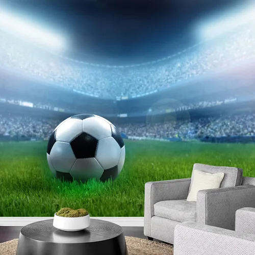 Miniatura 3 de wall26 - Primer plano de un balón de fútbol en un estadio lleno - Mural de pared removible Papel pintado autoadhesivo grande - 66x96 pulgadas Obra
