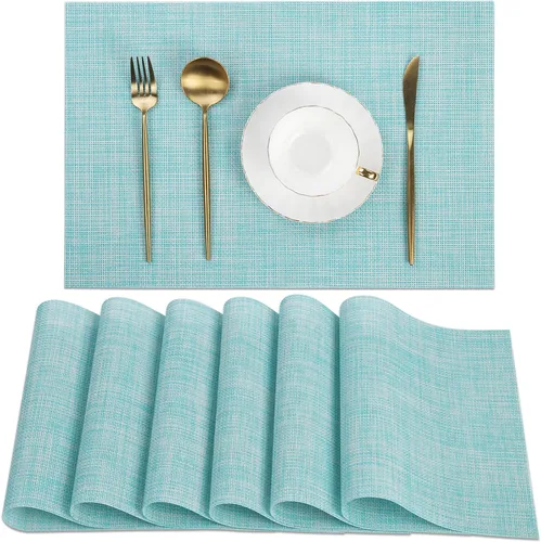 Miniatura 35 de SHACOS - Caminos de mesa de vinilo tejido, lavables, para uso en interiores o exteriores, fáciles de limpiar
