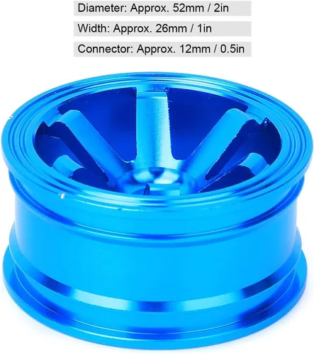 Miniatura 8 de Buje de rueda de metal, 4 unidades, aleación de aluminio, compatible con auto universal 1/10 Flat Running Drift RC (azul)