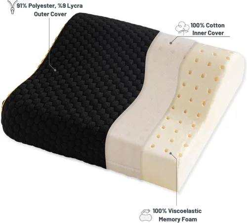 Miniatura 4 de Almohada de viaje de espuma viscoelástica con funda lavable y bolsa de transporte, almohada de cuello compacta, suave y transpirable para avión