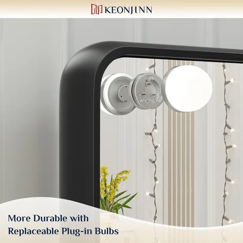Miniatura 27 de Keonjinn Espejo de tocador Hollywood con luces y altavoz Bluetooth, 15 bombillas reemplazables, espejo de maquillaje con 2 bombillas de repuesto, 3