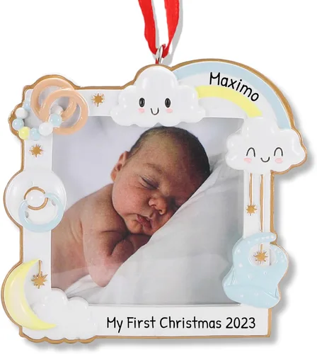 Miniatura 5 de Marco de fotos personalizado, adorno de Navidad 2025 – Marco de fotos colgante para bebé, primera Navidad, regalo de baby shower, adorno decorativo