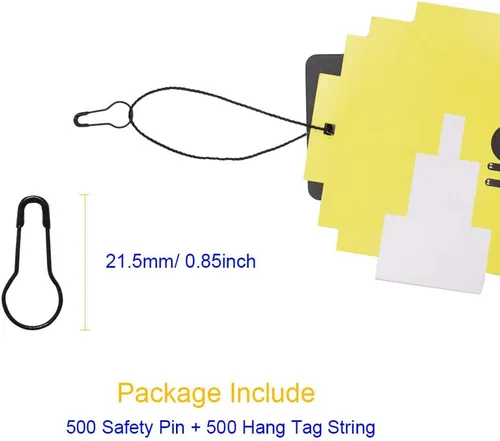 Miniatura 3 de 500 sujetadores de etiqueta colgante de 7 pulgadas, cuerdas de nailon negro y 500 pines de seguridad de metal negro de 0.85 pulgadas, pasadores