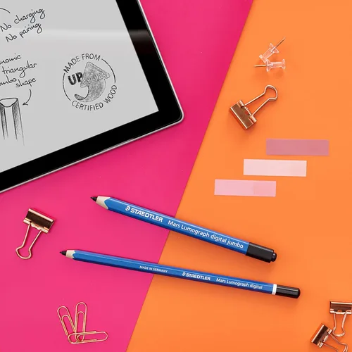 Miniatura 10 de STAEDTLER Mars Lumograph Jumbo Lápiz Stylus Digital con Borrador: Sin Carga, Rechazo de Palma EMR, 4096 Niveles de Sensibilidad a la Presión