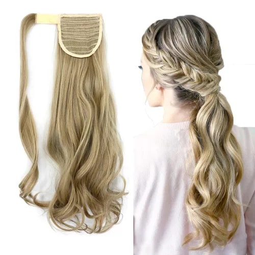 Miniatura 36 de Extensión de cola de caballo de 18 pulgadas para mujer, 3.53 onzas, fibra sintética natural japonesa resistente al calor, color negro azabache #1