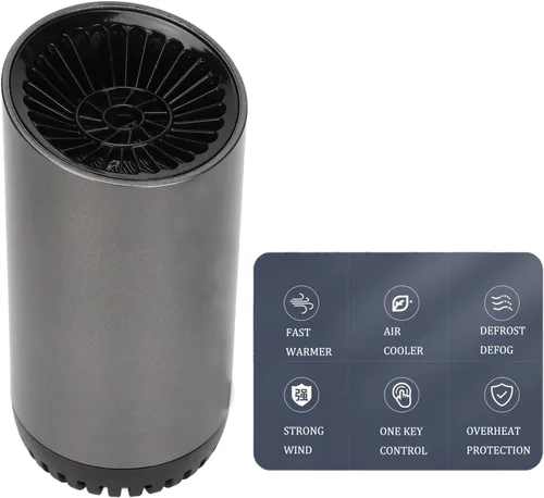 Miniatura 7 de Calentador de coche de 150 W, soplador de aire caliente para automóvil en forma de taza, ventilador portátil giratorio de 180° con soporte
