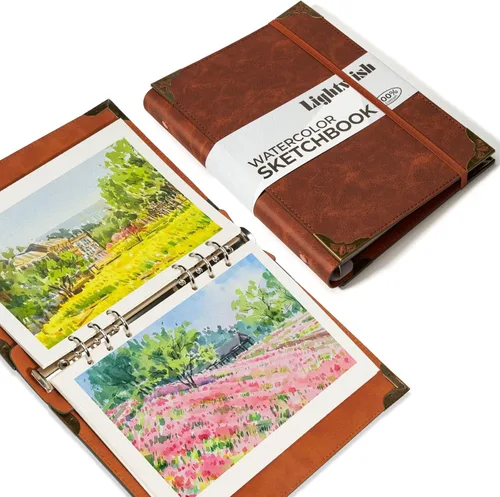 Miniatura 14 de Libro de bocetos de acuarela Lightwish, 100% algodón, diario de acuarela sin ácidos, papel de acuarela a presión caliente de 300 g/m²/140 libras
