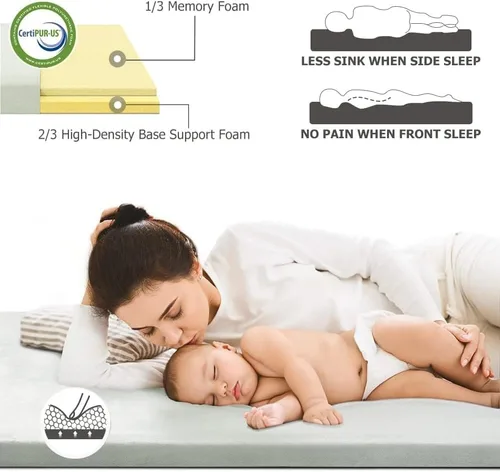 Miniatura 3 de Willpo CertiPUR-US Memory Foam Camping Mattress with Travel Bag and 2 Interchangeable Covers, Lightweight Portable Sleeping Pad for Tents, Guest