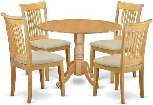 East West Furniture Dublin - Juego de comedor de madera de 5 piezas con asiento de cojín en roble 2-Roble