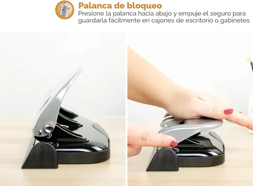 Miniatura 4 de Bostitch Office EZ Squeeze - Perforadora de 3 agujeros, capacidad para 20 hojas, esfuerzo reducido, tecnología anti-atasco, plateada Plateado