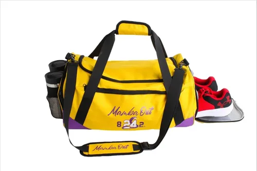 Miniatura 3 de Bolsa de lona Kobe para viajar. Bolsas de gimnasio deportivas para hombres, bolsa de transporte para viajes. Bolsa de lona amarilla de los Lakers