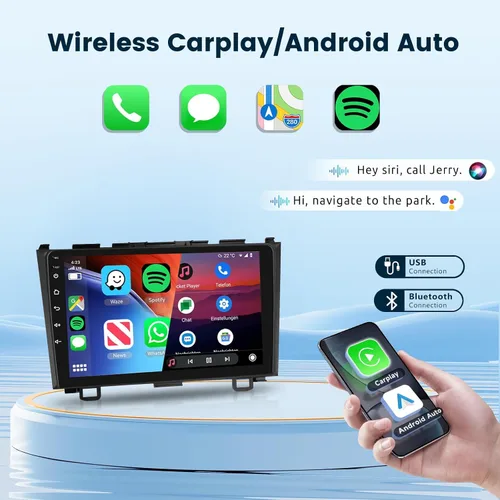 Miniatura 3 de Estéreo de coche Android 2G+64G para Honda CRV 2007-2011 con Carplay inalámbrico/Android Auto con navegación GPS WiFi, pantalla táctil de 9