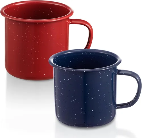 Mimorou 2 tazas esmaltadas de 16 onzas para acampar al aire libre, tazas de café para bebidas frías y calientes, duraderas para el hogar, viajes,