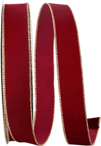 Miniatura 7 de Cinta Reliant Ribbon 92270W-957-40K Value Velvet con borde de alambre, 2-1/2 pulgadas x 50 yardas, escarlata/oro