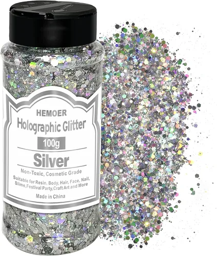 Miniatura 9 de HEMOER Purpurina Gruesa Holográfica, 12 Colores de Lentejuelas Brillantes, Conjunto de Purpurina de Poliéster Exclusivo Mixto para Resina Epoxi