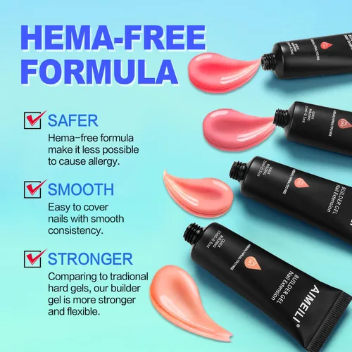Miniatura 2 de AIMEILI Gel de extensión de uñas de poli, 6 colores, para realce de uñas, diseño de arte de uñas, bricolaje, salón de uñas, regalo para mujeres, kit