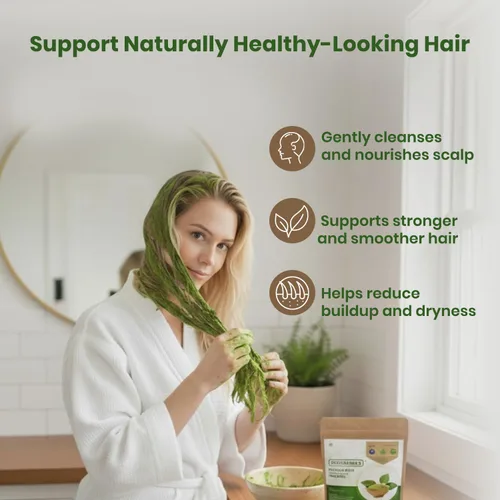 Miniatura 3 de FOODHERBS Polvo de hoja de hibisco 200 gm/0.44 libras Acondicionador natural para el cabello y promotor del crecimiento Previene