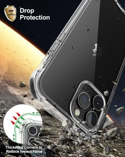 Miniatura 5 de SURITCH Funda transparente para iPhone 13 Pro Max, [protector de pantalla antiespía integrado] Funda rígida a prueba de golpes de 360°