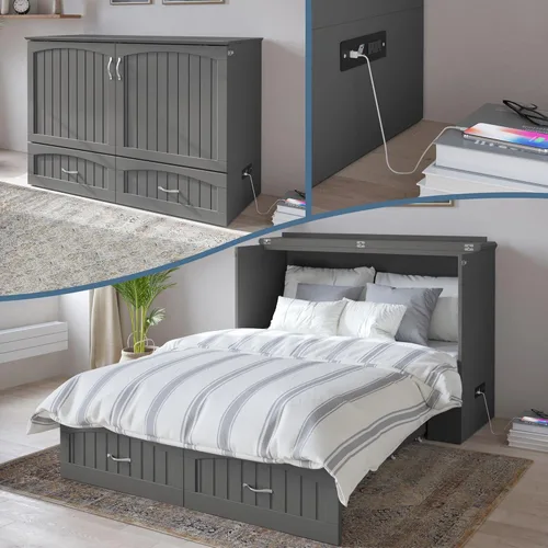 Miniatura 21 de AFI, Southampton Murphy - Cómoda de cama individual XL con colchón de 6 pulgadas, cajón de almacenamiento y cargador USB integrado, color gris
