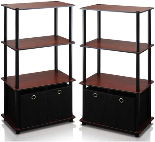 Miniatura 80 de Furinno Turn-N-Tube - Estantería de exhibición multiuso, de 4 niveles, con tubos clásicos, color nogal de Columbia y negro Columbia Nogal/Negro