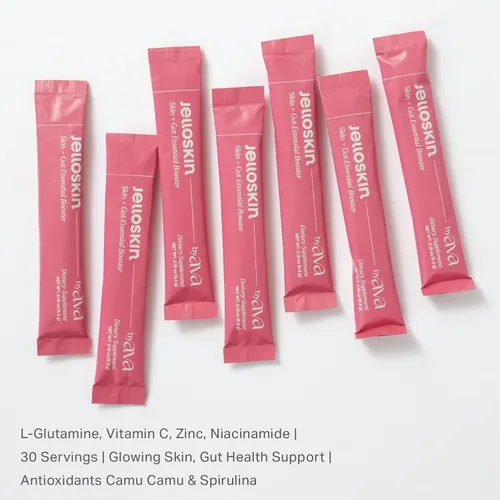 Miniatura 6 de byAVA Jelloskin Skin + Gut Essential - Polvo de refuerzo prebiótico L-glutamina 1500 mg, vitamina C, zinc, niacinamida 30 porciones Piel