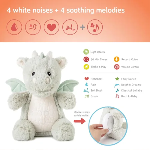 Miniatura 5 de Cloud b Máquina de sonido con sonidos relajantes de ruido blanco Animal de peluche y luz nocturna nómada Graba la voz de los padres Ajustes