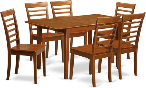 Miniatura 13 de East West Furniture PSML6D-MAH-W - Juego de mesa de comedor moderno de 6 piezas que contiene una mesa rectangular de madera con hoja de mariposa y 4