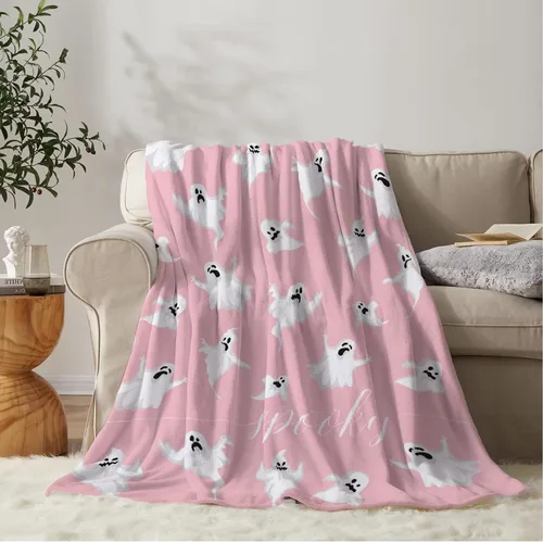 Miniatura 18 de YeeJu Manta de Halloween pequeña de fantasma espeluznante negro, manta de Halloween para bebé, manta acogedora suave y ligera de felpa de forro