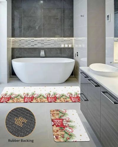 Miniatura 5 de Tapete de baño de Feliz Navidad, antideslizante, de secado rápido y absorbente, tierra de diatomeas, fregadero, dormitorio, cocina, lavable