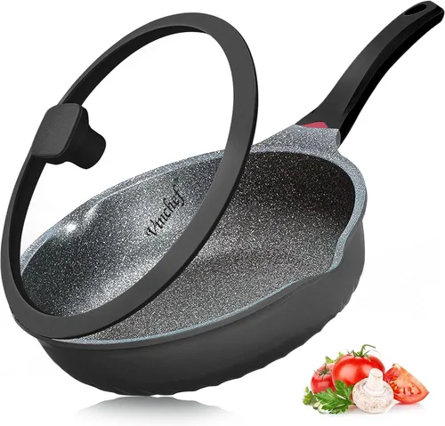 Miniatura 10 de Vinchef Juego de ollas y sartenes, juego de utensilios de cocina antiadherentes para inducción de 12 piezas con asas que se mantienen frías