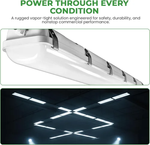 Miniatura 6 de E2 LIGHTING Luz LED hermética de vapor de 4 pies con batería de emergencia de respaldo Potencia de 50 W seleccionable 3CCT sintonizable 3500K