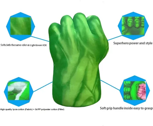 Miniatura 3 de FEIDAR Incredible HOK Superheros Gauntlet Smash Hands Fists Big Soft Plush Gloves Pair Costume Light Green Special Edition