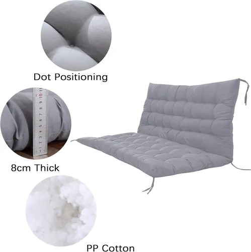 Miniatura 3 de Cojín de banco grueso con respaldo, cojín para silla columpio con lazos, cojines de repuesto para columpio al aire libre para jardín, patio, cocina