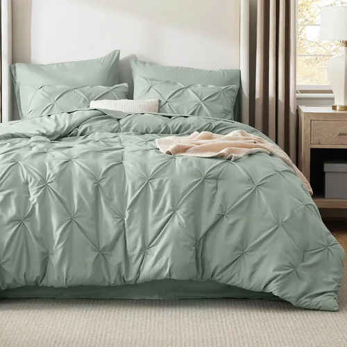 Miniatura 26 de Bedsure - Juego de edredón tamaño matrimonial verde azulado - Juego de ropa de cama tamaño matrimonial en una bolsa de 7 piezas, juego de cama 14