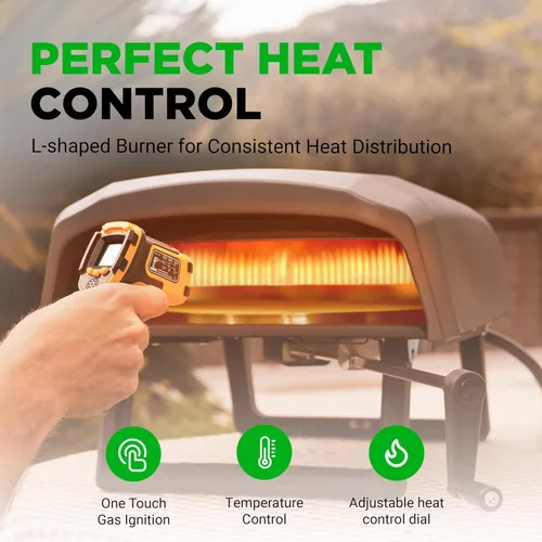 Miniatura 3 de NutriChef Horno de pizza para exteriores con piedra giratoria de 360° Cocina pizza de 12" en 60 segundos Dial de control de calor ajustable