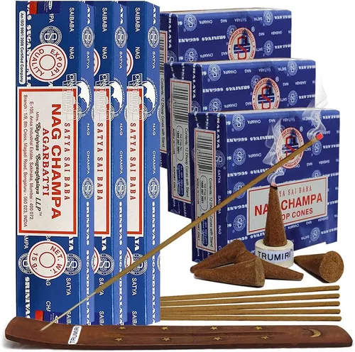 Nag Champa - Varillas de incienso y cono de incienso Nagchampa, paquete variado de varillas de incienso Insence Insense Insiensos