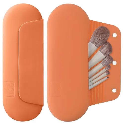 Miniatura 12 de AGIKET Soporte de silicona para brochas de maquillaje, bolsa de cosméticos de viaje: soporte suave y portátil para brochas cosméticas faciales